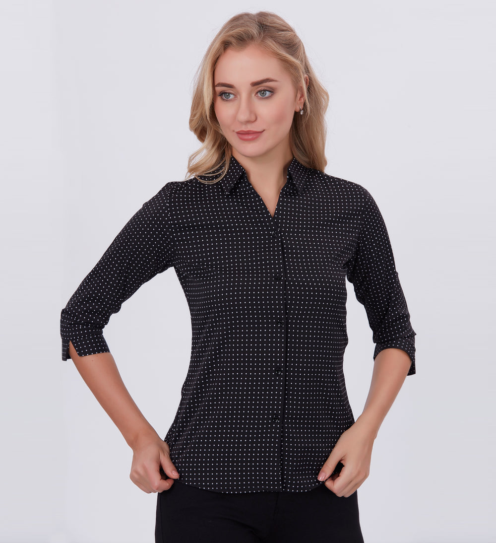 Blum Denim Women's (1003) Multicolor Formal Shirt with Shirt Collar, 3/4 Sleeves, in Inbox Fabric