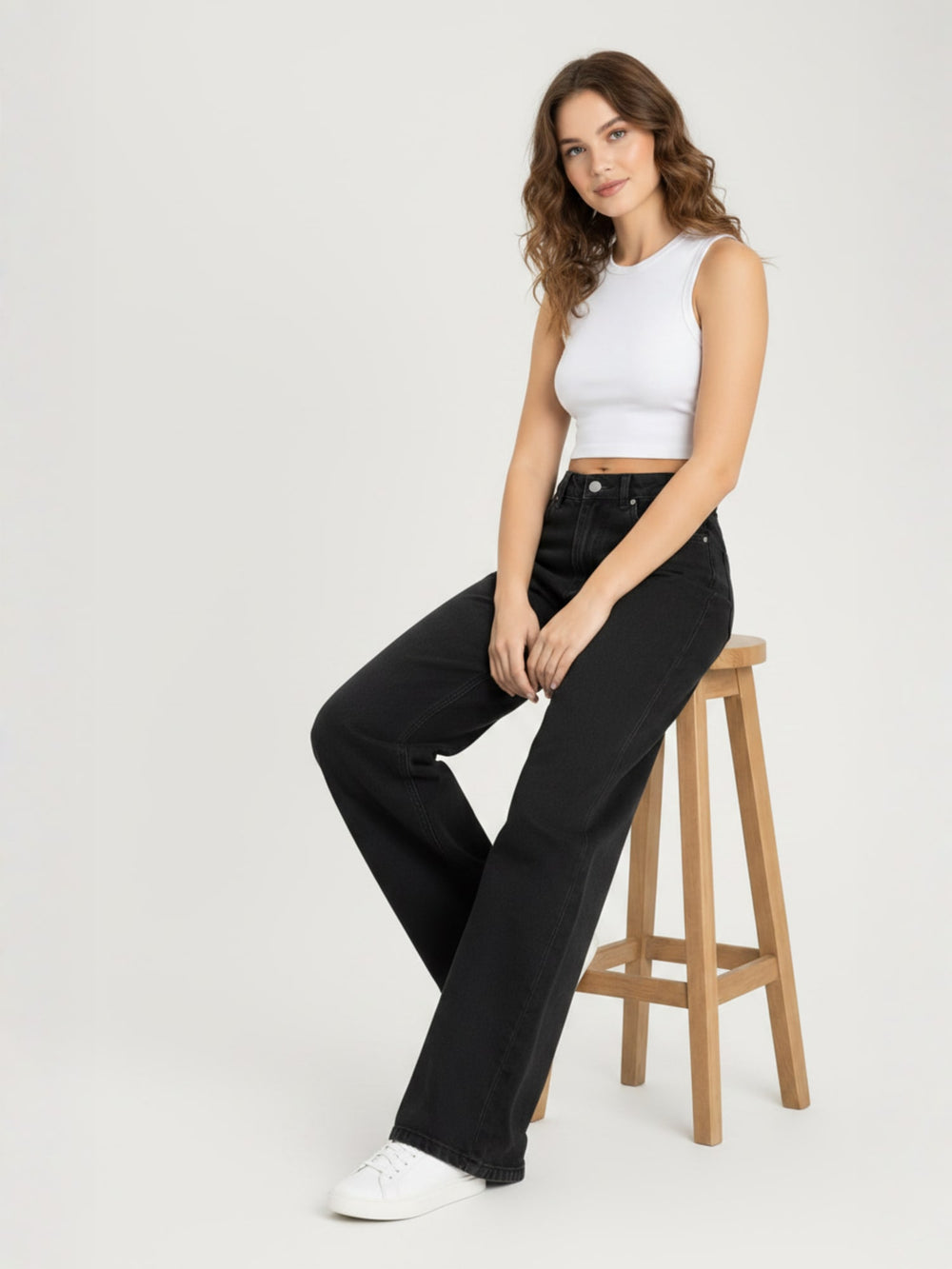 BLUM Women’s Wide Baggy Cotton Denim Jeans -(3796)