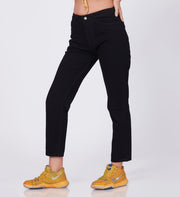 Blum Denim Women's (1441) Black Skinny/Pencil Fit High Waist: Single Button, Ankle Length, Stretchable Knitted Denim Jeans