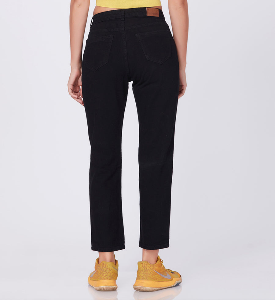 Blum Denim Women's (1441) Black Skinny/Pencil Fit High Waist: Single Button, Ankle Length, Stretchable Knitted Denim Jeans