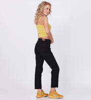 Blum Denim Women's (1441) Black Skinny/Pencil Fit High Waist: Single Button, Ankle Length, Stretchable Knitted Denim Jeans