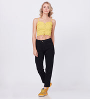 Blum Denim Women's (1441) Black Skinny/Pencil Fit High Waist: Single Button, Ankle Length, Stretchable Knitted Denim Jeans