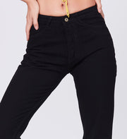 Blum Denim Women's (1441) Black Skinny/Pencil Fit High Waist: Single Button, Ankle Length, Stretchable Knitted Denim Jeans