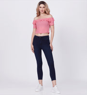 Blum Denim Women's (11851) Dark Blue Skinny Fit High Waist Knitted Denim Jeans: Elevate Your Style with Ankle-Length Comfort and Versatility