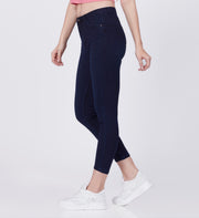 Blum Denim Women's (11851) Dark Blue Skinny Fit High Waist Knitted Denim Jeans: Elevate Your Style with Ankle-Length Comfort and Versatility