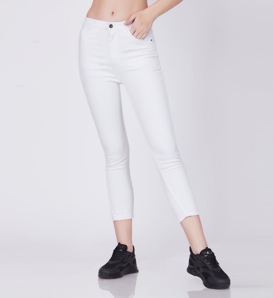 Blum Denim Women's (11828) White Skinny Fit High Waist Knitted