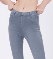 Blum Denim Women's (1769) Grey Jeggings: High-Waist Skinny/Pencil Fit, Ankle Length, Stretchable Knitted Denim Jeans for Effortless Style