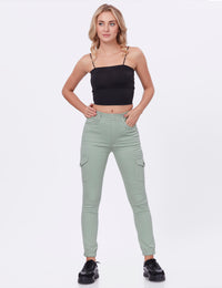 Blum Denim Women's (1612) Pista Skinny Fit High-Waist Cargo/Joggers: Ankle-Length Stretchable Knitted Denim Jeans for Effortless Style