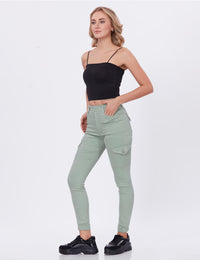 Blum Denim Women's (1612) Pista Skinny Fit High-Waist Cargo/Joggers: Ankle-Length Stretchable Knitted Denim Jeans for Effortless Style