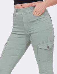 Blum Denim Women's (1612) Pista Skinny Fit High-Waist Cargo/Joggers: Ankle-Length Stretchable Knitted Denim Jeans for Effortless Style