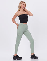 Blum Denim Women's (1612) Pista Skinny Fit High-Waist Cargo/Joggers: Ankle-Length Stretchable Knitted Denim Jeans for Effortless Style