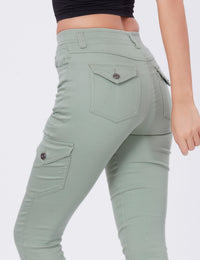 Blum Denim Women's (1612) Pista Skinny Fit High-Waist Cargo/Joggers: Ankle-Length Stretchable Knitted Denim Jeans for Effortless Style