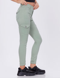 Blum Denim Women's (1612) Pista Skinny Fit High-Waist Cargo/Joggers: Ankle-Length Stretchable Knitted Denim Jeans for Effortless Style