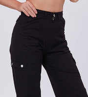 Blum Denim Women's (2603) Black Straight Fit High-Waist Cargo: Stretchable Knitted Denim Jeans for Effortless Style