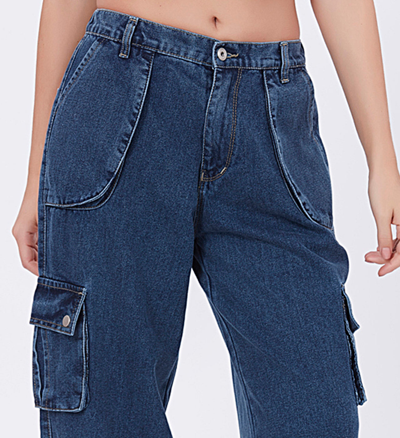 2024 Autumn Fashion Teenage Girls Wide Leg Cargo Jeans - Casual Denim Pants For School And Work