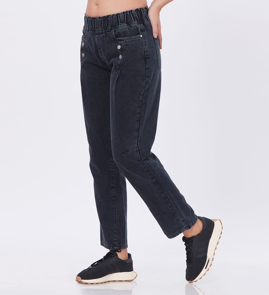 Blum Denim Women's (1608) Blue Mini Straight Fit High Waist: Stretchable Knitted Denim Jeans for Effortless Style