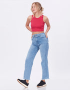 Blum Denim Women's (1497) Ice Straight Fit High Waist: Stretchable Knitted Denim Jeans for Effortless Style