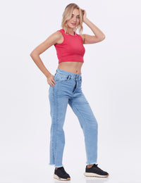 Blum Denim Women's (1497) Ice Straight Fit High Waist: Stretchable Knitted Denim Jeans for Effortless Style