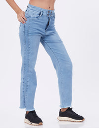 Blum Denim Women's (1497) Ice Straight Fit High Waist: Stretchable Knitted Denim Jeans for Effortless Style