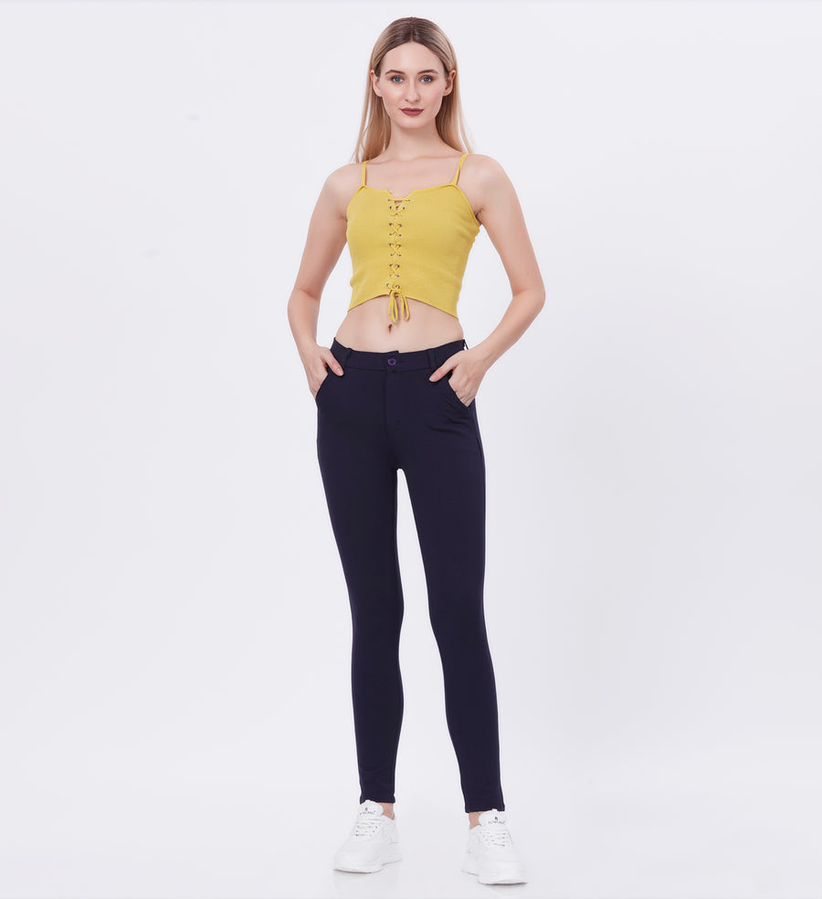 Blum Women's (1783) Blue Four Way Roma Stretchable Formal Trousers: Elevate Your Professional Style