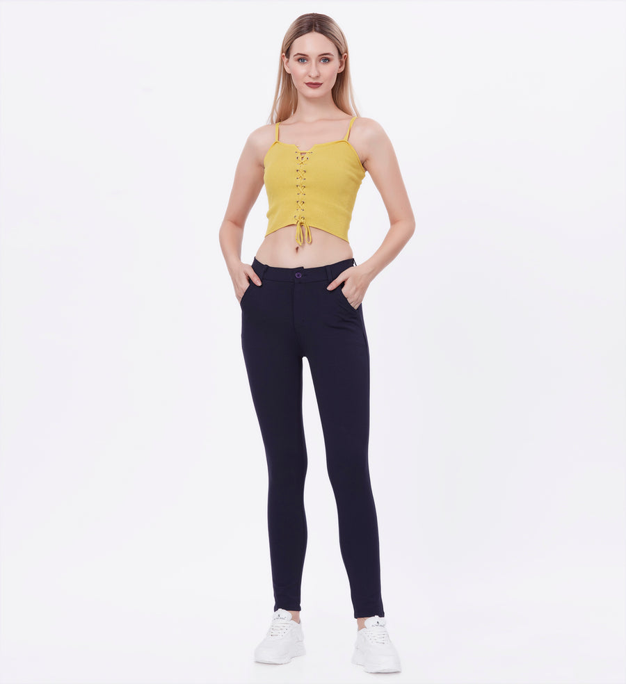 Blum Women's (1783) Blue Four Way Roma Stretchable Formal Trousers: Elevate Your Professional Style