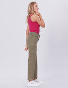 Blum Denim Women's (1831) Pista Straight Fit High-Waist Cargo: Stretchable Knitted Denim Jeans for Effortless Style