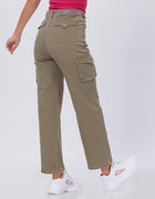 Blum Denim Women's (1831) Pista Straight Fit High-Waist Cargo: Stretchable Knitted Denim Jeans for Effortless Style