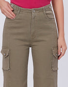 Blum Denim Women's (1831) Pista Straight Fit High-Waist Cargo: Stretchable Knitted Denim Jeans for Effortless Style