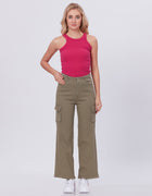 Blum Denim Women's (1831) Pista Straight Fit High-Waist Cargo: Stretchable Knitted Denim Jeans for Effortless Style