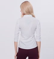 Blum Denim Women's (1003) White Formal Shirt with Shirt Collar, 3/4 Sleeves, in Inbox Fabric