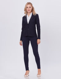 Blum Denim Women's (1315) Navy Blue Regular Fit Single Breasted Double Button Notch Collar Blazer