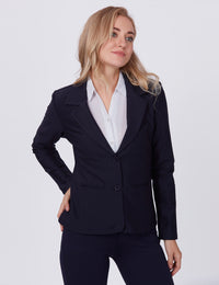 Blum Denim Women's (1315) Navy Blue Regular Fit Single Breasted Double Button Notch Collar Blazer
