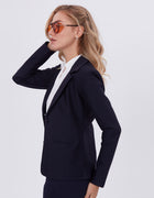 Blum Denim Women's (1315) Navy Blue Regular Fit Single Breasted Double Button Notch Collar Blazer