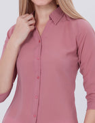 Blum Denim Women's (1001) Light Pink Formal Shirt with Shirt Collar, 3/4 Sleeves, in Pink Maska Killer Fabric