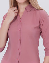 Blum Denim Women's (1001) Light Pink Formal Shirt with Shirt Collar, 3/4 Sleeves, in Pink Maska Killer Fabric