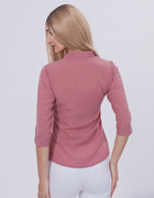 Blum Denim Women's (1001) Light Pink Formal Shirt with Shirt Collar, 3/4 Sleeves, in Pink Maska Killer Fabric