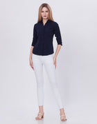 Blum Denim Women's (1001) Navy Blue Formal Shirt with Shirt Collar, 3/4 Sleeves, in Navy Blue Maska Killer Fabric