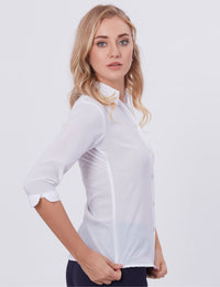 Blum Denim Women's (1001) White Formal Shirt with Shirt Collar, 3/4 Sleeves, in White Maska Killer Fabric