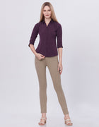 Blum Denim Women's (1003) Navy Blue Formal Shirt with Shirt Collar, 3/4 Sleeves, in Inbox Fabric