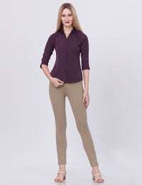 Blum Denim Women's (1003) Navy Blue Formal Shirt with Shirt Collar, 3/4 Sleeves, in Inbox Fabric