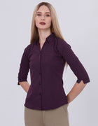 Blum Denim Women's (1003) Navy Blue Formal Shirt with Shirt Collar, 3/4 Sleeves, in Inbox Fabric