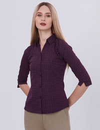 Blum Denim Women's (1003) Navy Blue Formal Shirt with Shirt Collar, 3/4 Sleeves, in Inbox Fabric