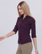 Blum Denim Women's (1003) Navy Blue Formal Shirt with Shirt Collar, 3/4 Sleeves, in Inbox Fabric