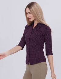Blum Denim Women's (1003) Navy Blue Formal Shirt with Shirt Collar, 3/4 Sleeves, in Inbox Fabric