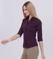 Blum Denim Women's (1003) Navy Blue Formal Shirt with Shirt Collar, 3/4 Sleeves, in Inbox Fabric