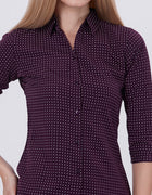 Blum Denim Women's (1003) Navy Blue Formal Shirt with Shirt Collar, 3/4 Sleeves, in Inbox Fabric