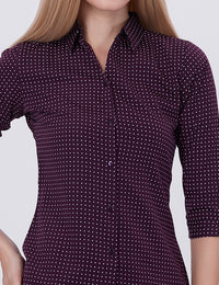 Blum Denim Women's (1003) Navy Blue Formal Shirt with Shirt Collar, 3/4 Sleeves, in Inbox Fabric