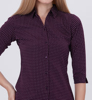 Blum Denim Women's (1003) Navy Blue Formal Shirt with Shirt Collar, 3/4 Sleeves, in Inbox Fabric