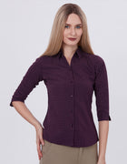 Blum Denim Women's (1003) Navy Blue Formal Shirt with Shirt Collar, 3/4 Sleeves, in Inbox Fabric