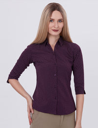 Blum Denim Women's (1003) Navy Blue Formal Shirt with Shirt Collar, 3/4 Sleeves, in Inbox Fabric